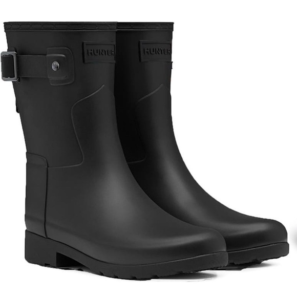 Hunter Shoes - Hunter Black Original Refined Short Waterproof Rain Boot